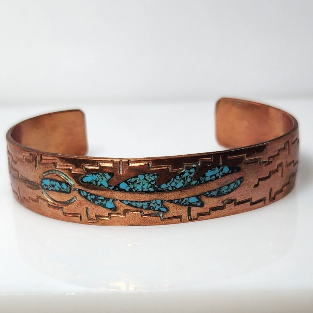 Copper stone inlaid bracelet